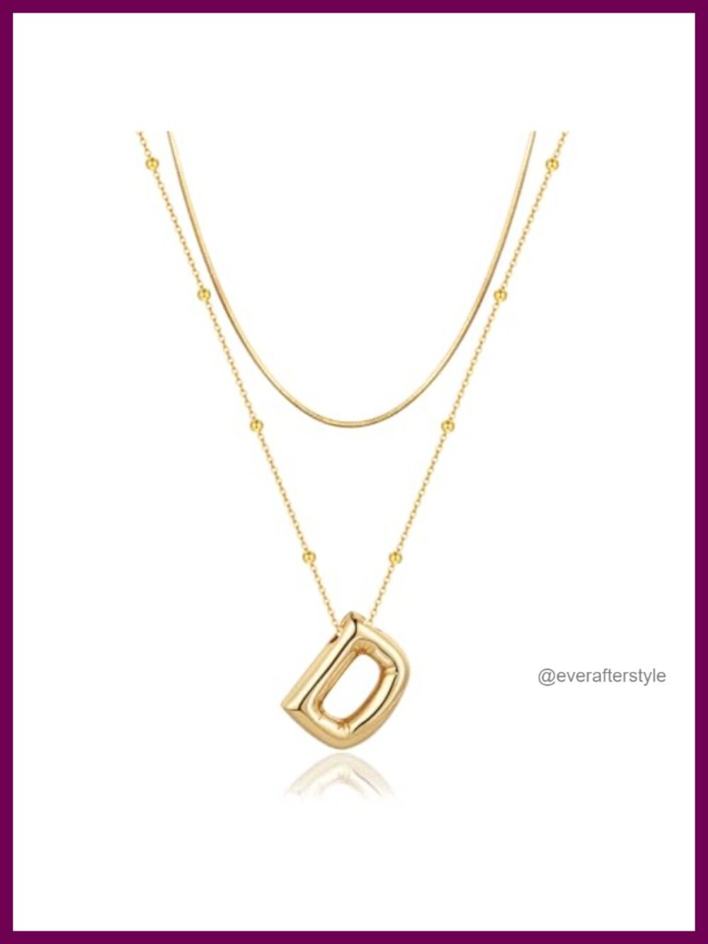 Two-Piece Initial Letter Necklace Set, Dainty Balloon Bubble A-Z Pendant Choker